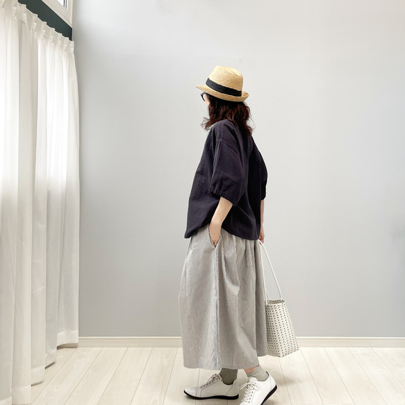 ダブルガーゼTシャツ。チャコールグレー。身幅・袖幅たっぷりで着やすいタイプ。【受注製作】 3枚目の画像