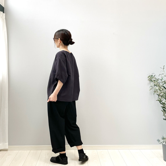 ダブルガーゼTシャツ。チャコールグレー。身幅・袖幅たっぷりで着やすいタイプ。【受注製作】 9枚目の画像