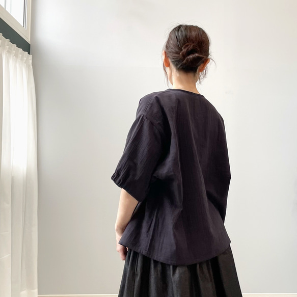 ダブルガーゼTシャツ。チャコールグレー。身幅・袖幅たっぷりで着やすいタイプ。【受注製作】 7枚目の画像