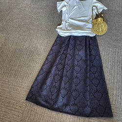 19世紀マドモアゼルのハンサムスカート　フランスアンティーク　ネイビーストライプ 19世紀マドモアゼルのハンサムスカート フランスアンティーク