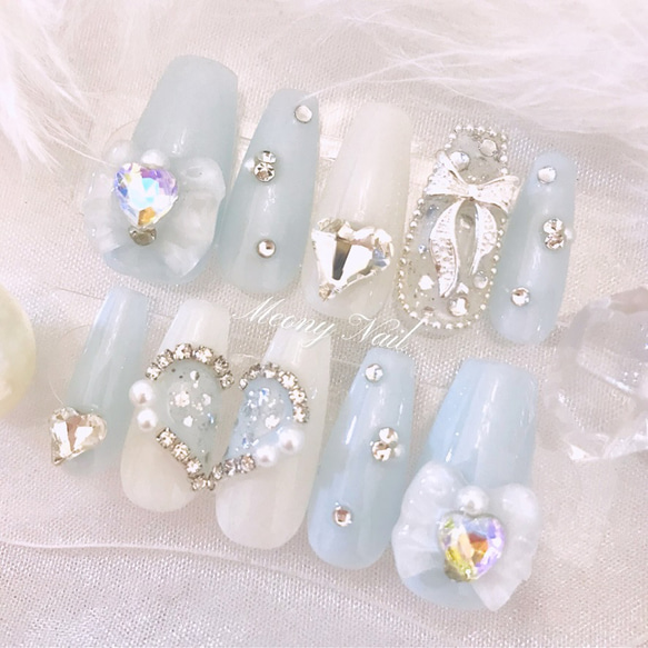 ネイルチップ 千鳥 ハート リボン 量産型 韓国 ネイルチップ 量産型 韓国 千鳥柄 フレンチ リボン シンプル ヲタク