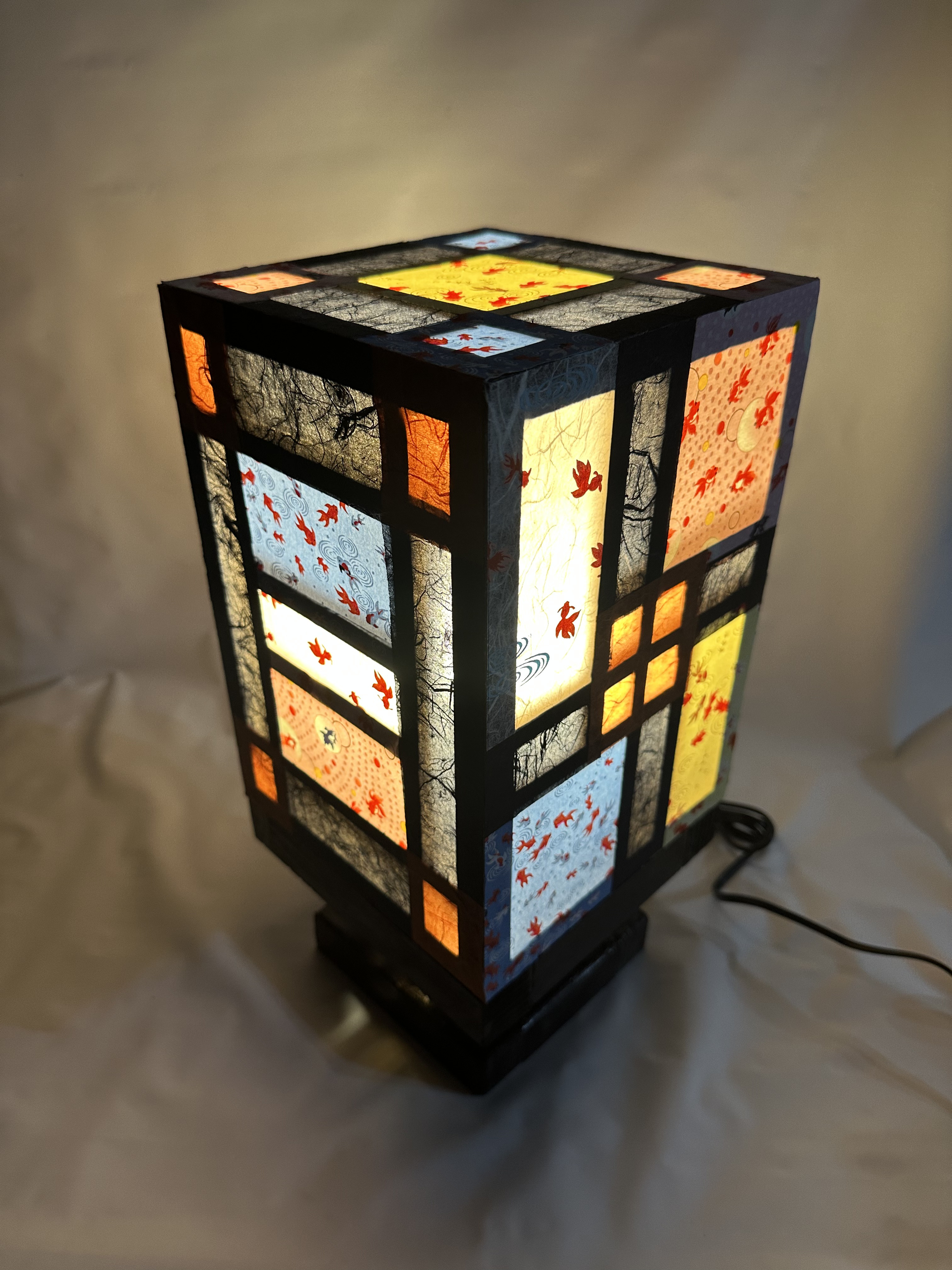 和紙行灯｜金魚と和柄が涼しげな癒しの間接照明 -K3