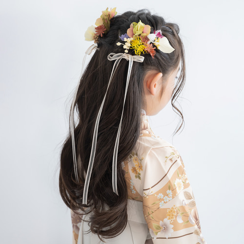 小学校 卒業式 袴 髪飾り セット リボン くすみカラー ハーフアップ