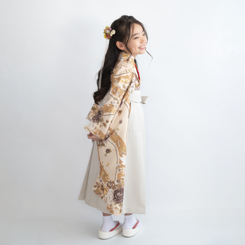 小学校卒業式袴髪飾りベージュ/白リボンK】人気の髪型ツインハーフ