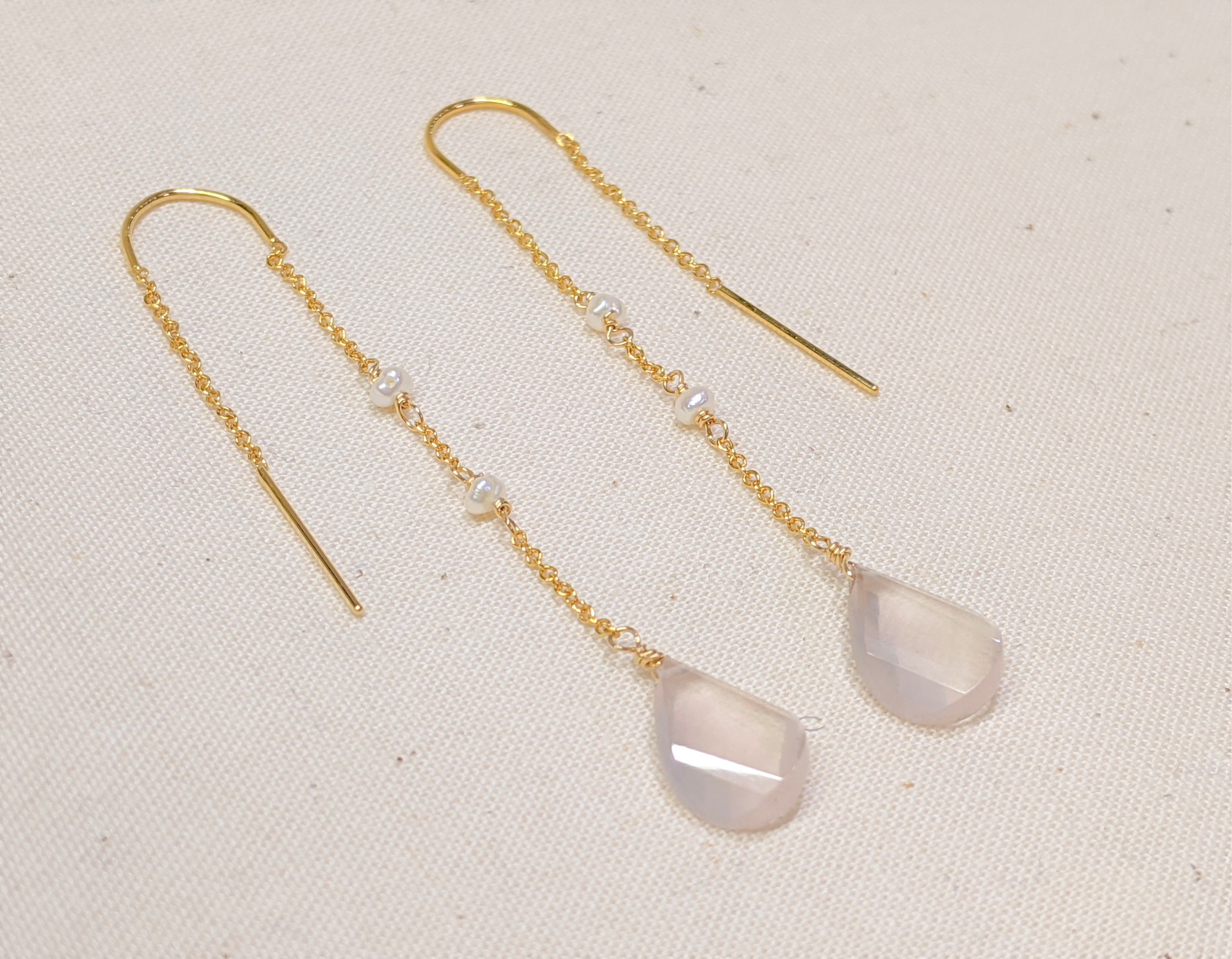 ローズクォーツペタルピアス