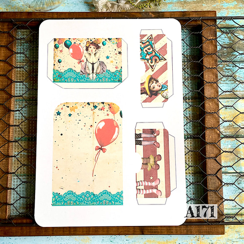 送料無料【A171コラージュ素材】紙モノ/シール 人物 サーカス ジャンク