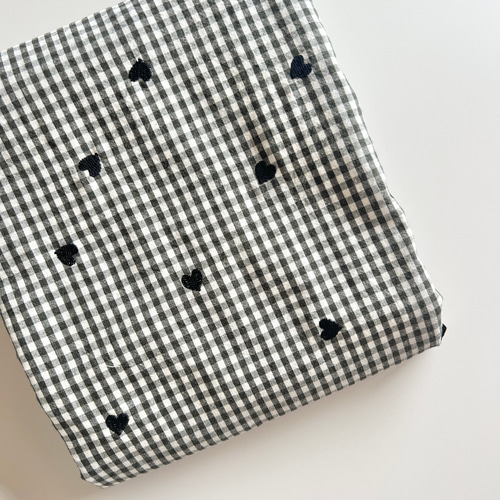 original cotton刺繍生地（ギンガムチェックブラック・ミニ