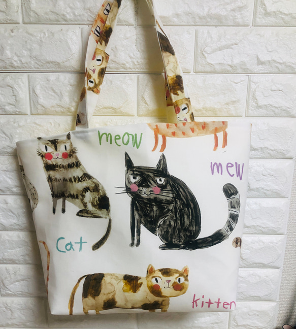❤ ファンキーネコ柄ビッグトートバッグ作成します❤️ 1枚目の画像