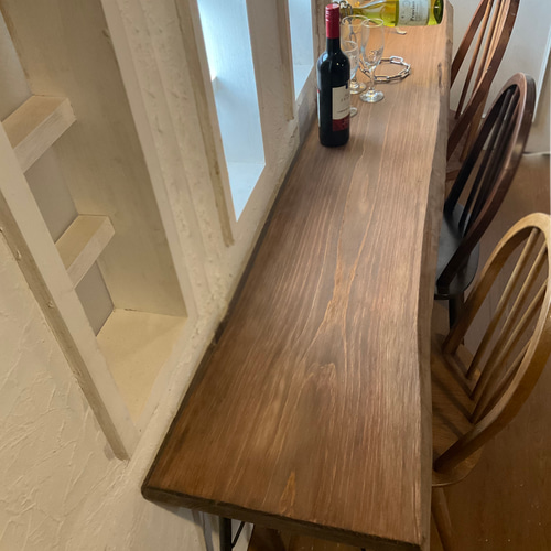 長ものw1875 ヒノキ 一枚板 カフェ 店舗什器 カウンターテーブル ハイ 