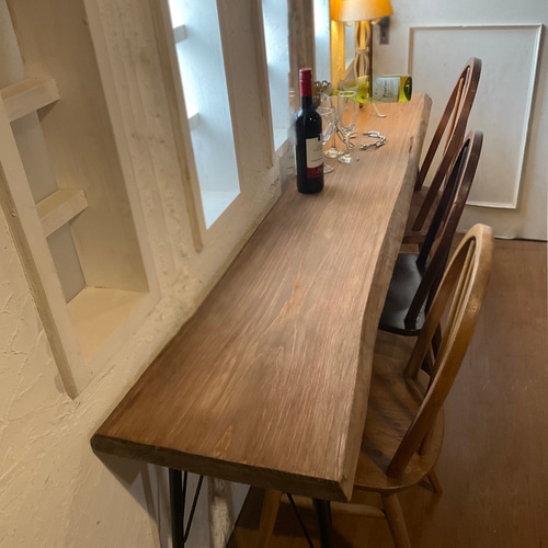 長ものw1875 ヒノキ 一枚板 カフェ 店舗什器 カウンターテーブル
