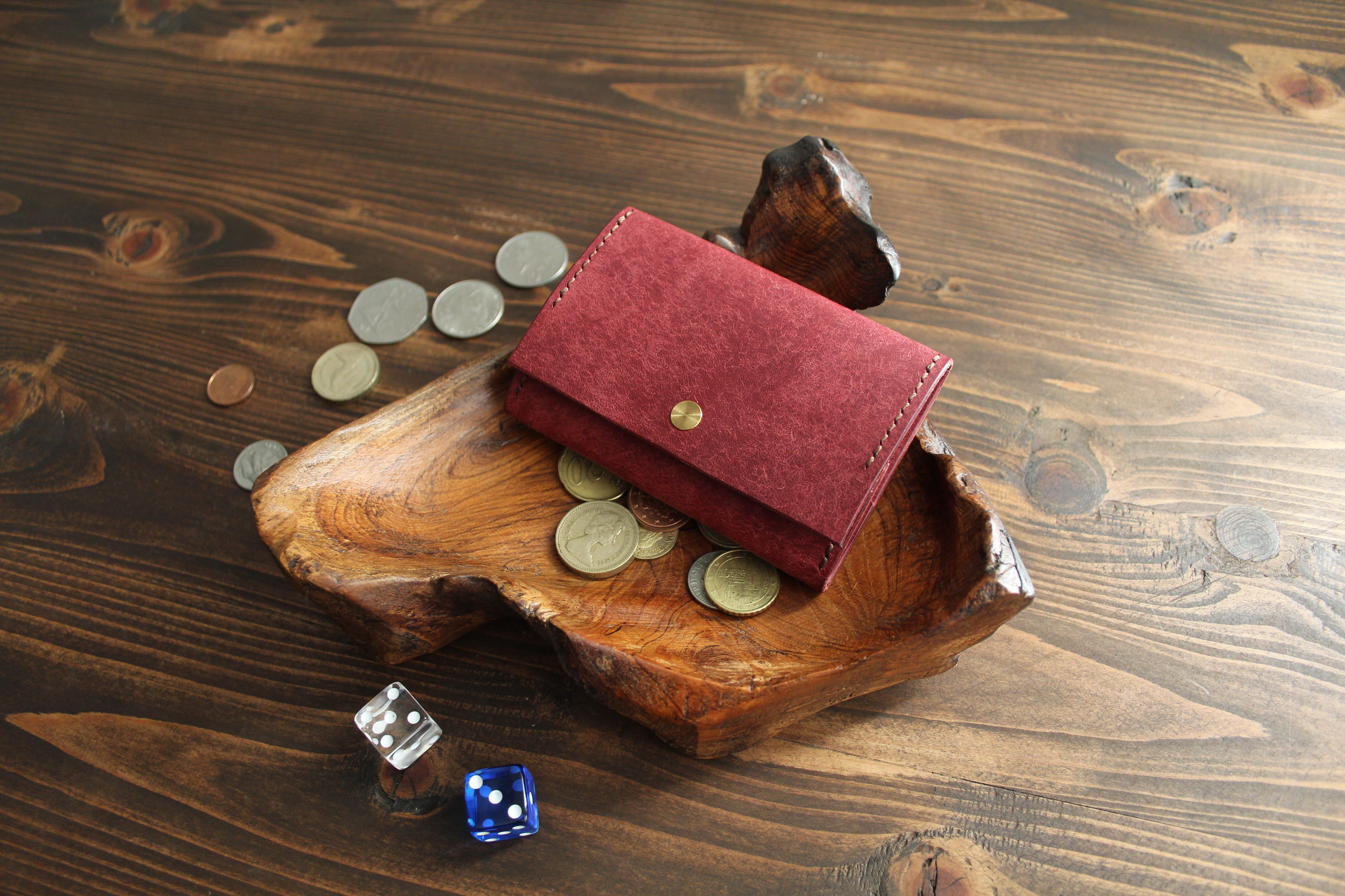 【プエブロ】コインケース『Tre（トレ）』【ボルドー】カードが収納できる小銭入れ