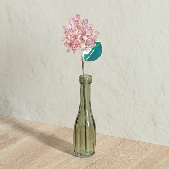 ピンクの紫陽花｜透ける小花が重なる造花（ディップフラワー） アート