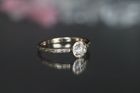 K10天然ダイヤモンド0.213カラットの10金リング 2枚目の画像