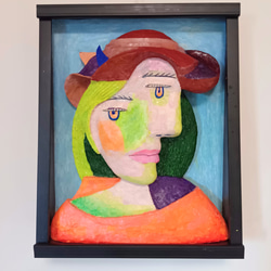 現代アート「富士とわに塚桜のライトアップ」（3D painting） 未来アートの「富士とわに塚桜のライトアップ」（クレイ絵画