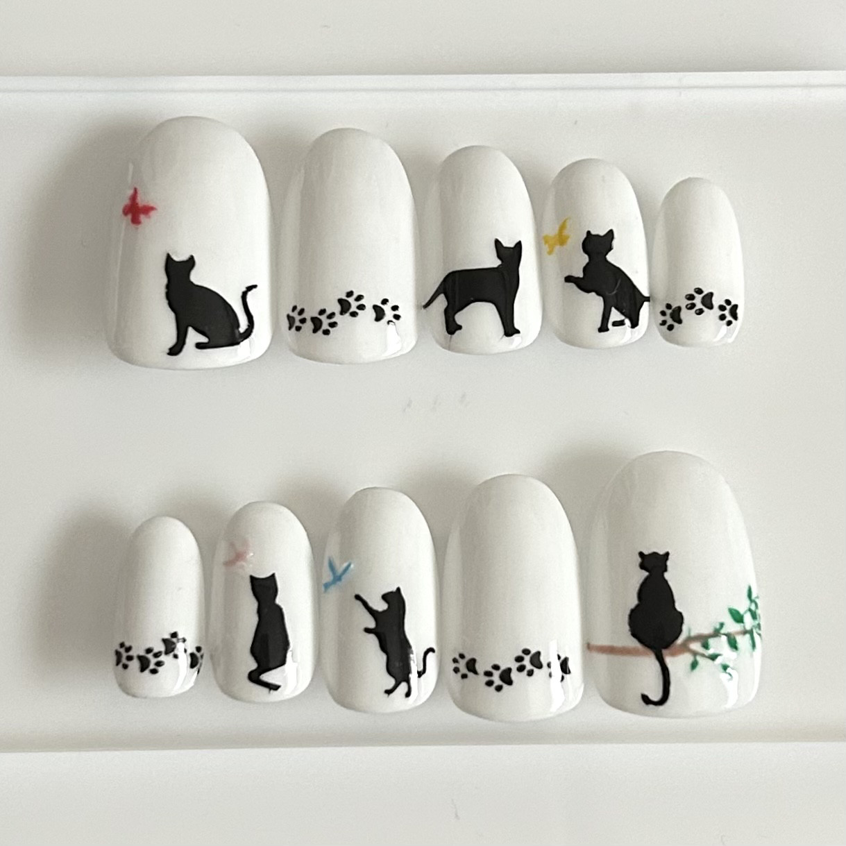 猫 ねこ ネコ 黒猫 ペット ジェルネイルチップオーダー ネイル