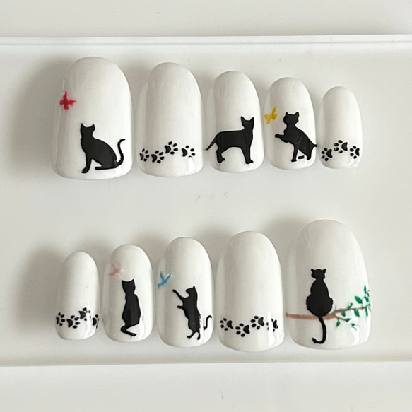 アートネイルチップセット 猫デザイン 猫顔デザイン ネイルチップ - メルカリ