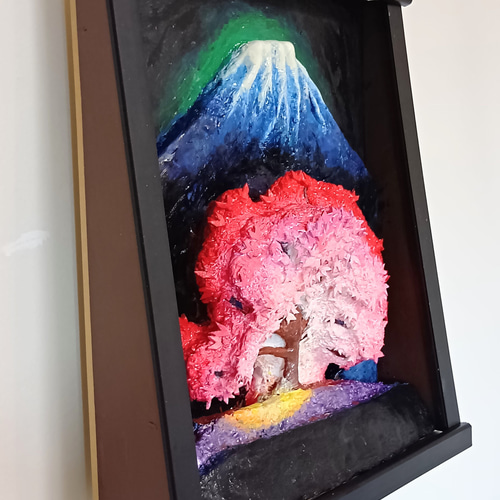 現代アート「富士とわに塚桜のライトアップ」（3D painting） 現代アート「富士とわに塚桜のライトアップ」（3Dpainting）