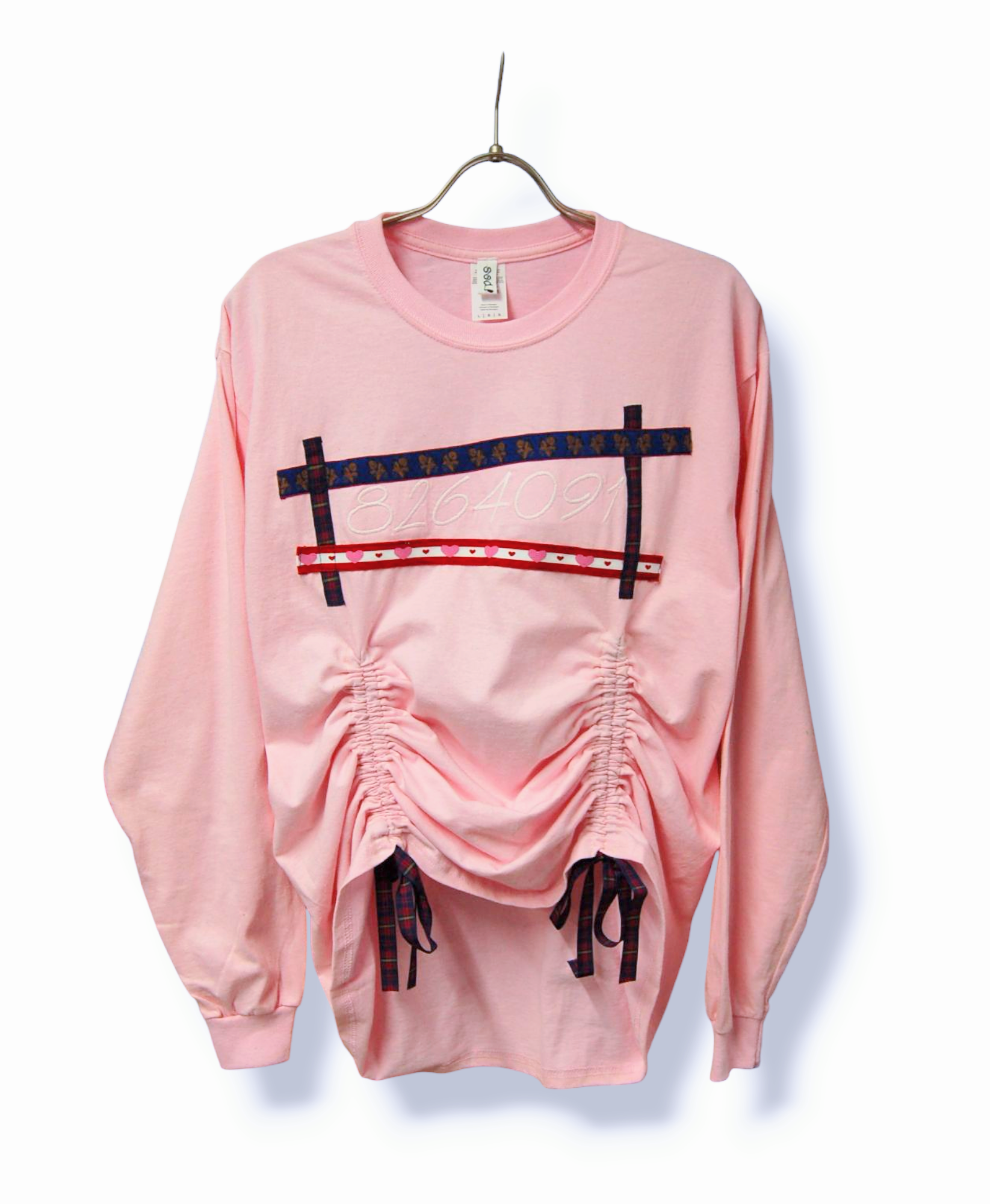8264091 バブル崩壊　刺繍　絞りlong　sleeveT