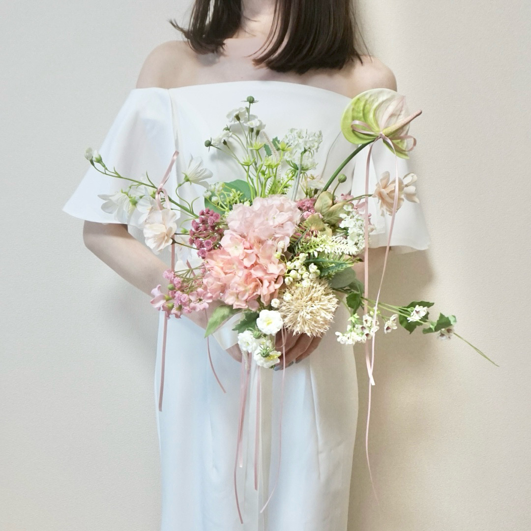 【完成品】Natural Pinkのバレエコアブーケ♡前撮り/ウェディング