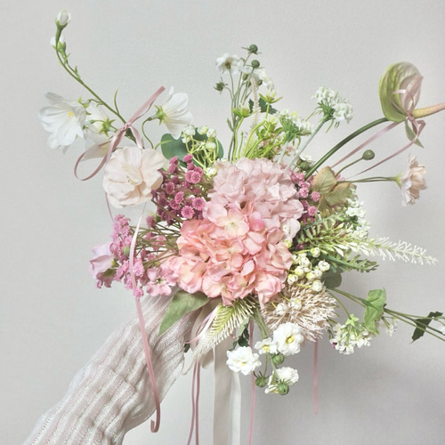 完成品】Natural Pinkのバレエコアブーケ♡前撮り/ウェディング ブーケ