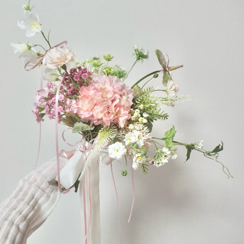 完成品】Natural Pinkのバレエコアブーケ♡前撮り/ウェディング ブーケ