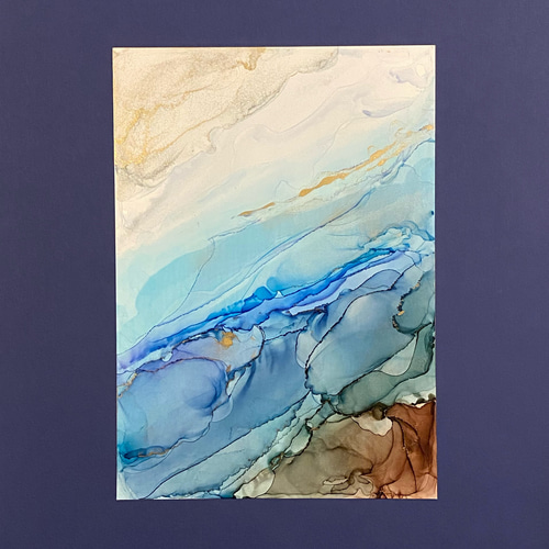 No.3 アルコールインクアート 原画 A4サイズ 絵 海 絵画 森の星屑 通販
