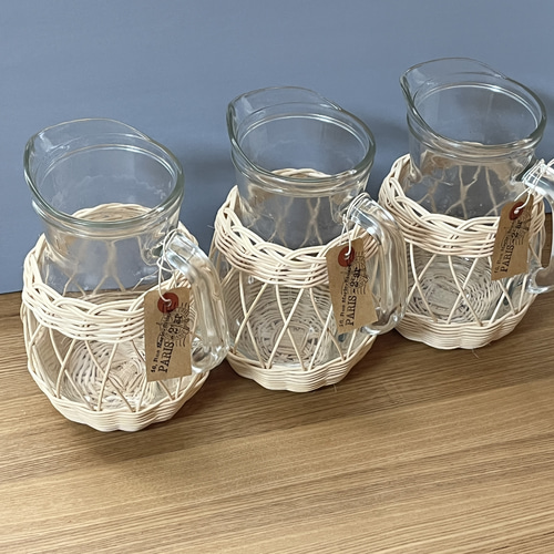 ラタンのガラスの水差し(ウォータージャグ） その他インテリア雑貨