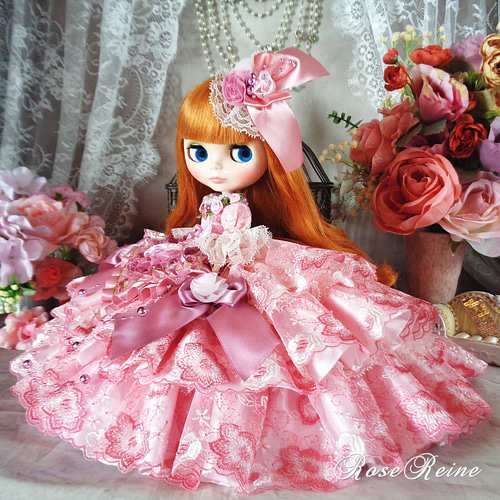 【同梱不可】 ベルサイユの薔薇 コーラルピンクのミルフィーユボリューム 着せ替え服・アウトフィット