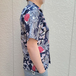 半袖和柄シャツ（龍と桜） 2枚目の画像