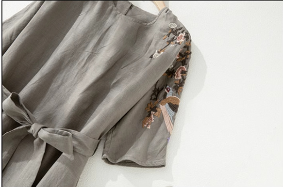 綿麻ー サマーセーター ミッドスリーブリネンセーター 通学通勤 綿 黒 卒業式 入学式 ポリエステル 七五三 フォーマ 4枚目の画像