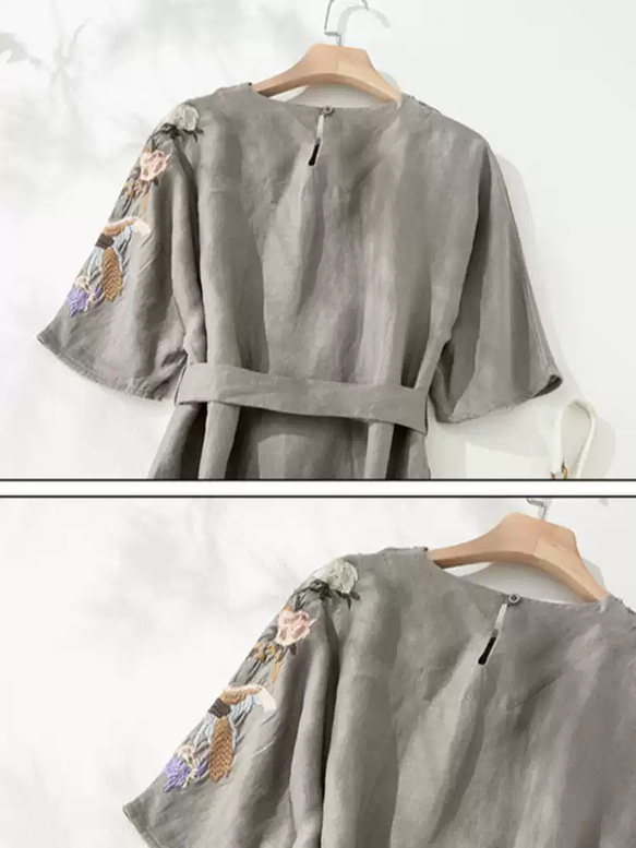 綿麻ー サマーセーター ミッドスリーブリネンセーター 通学通勤 綿 黒 卒業式 入学式 ポリエステル 七五三 フォーマ 6枚目の画像