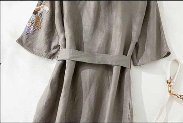 綿麻ー サマーセーター ミッドスリーブリネンセーター 通学通勤 綿 黒 卒業式 入学式 ポリエステル 七五三 フォーマ 5枚目の画像