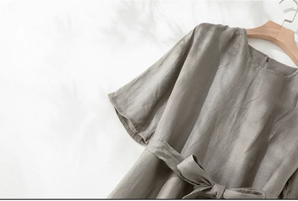 綿麻ー サマーセーター ミッドスリーブリネンセーター 通学通勤 綿 黒 卒業式 入学式 ポリエステル 七五三 フォーマ 8枚目の画像