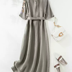 綿麻ー サマーセーター ミッドスリーブリネンセーター 通学通勤 綿 黒 卒業式 入学式 ポリエステル 七五三 フォーマ 2枚目の画像