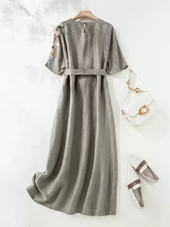 綿麻ー サマーセーター ミッドスリーブリネンセーター 通学通勤 綿 黒 卒業式 入学式 ポリエステル 七五三 フォーマ 2枚目の画像