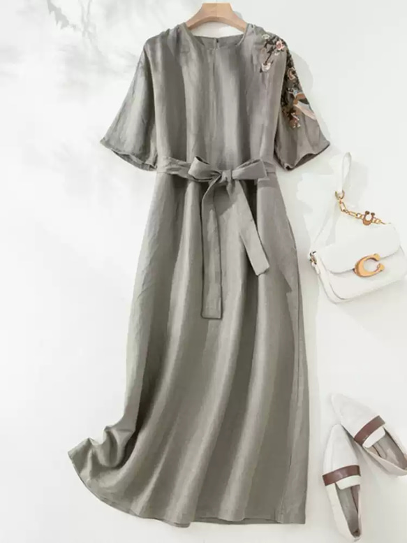 綿麻ー サマーセーター ミッドスリーブリネンセーター 通学通勤 綿 黒 卒業式 入学式 ポリエステル 七五三 フォーマ 1枚目の画像