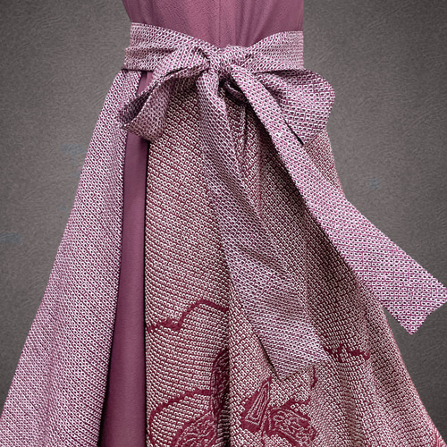 着丈124cm 総絞り アクセントカラーワンピース 着物ワンピース 着物