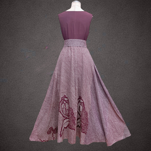 着物リメイクワンピー♪81♪ 総絞り♪124cm 着丈124cm 総絞り アクセントカラーワンピース 着物ワンピース 着物