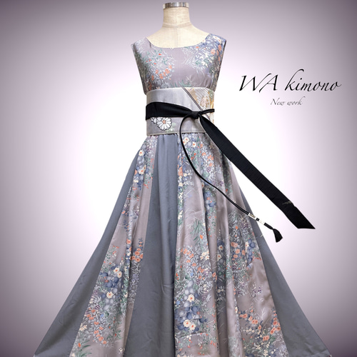 正絹 上質 フレアーワンピース 高級感 着物ワンピース L～2L 着物