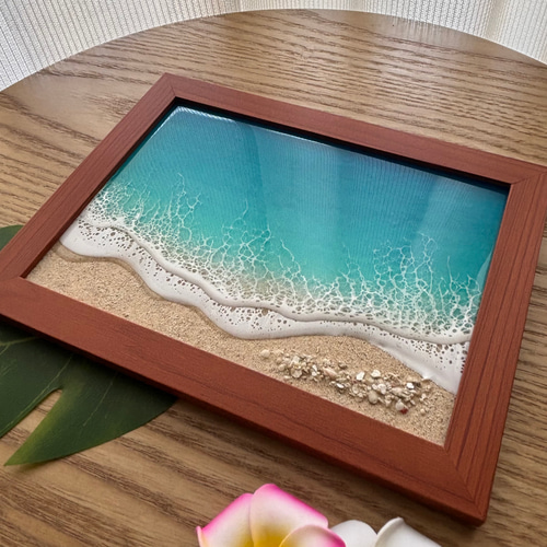 レジンアート オーシャンアート 2L判フォトフレーム 沖縄 珊瑚砂 南国