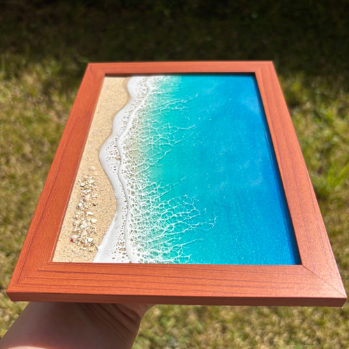 レジンアート オーシャンアート 2L判フォトフレーム 沖縄 珊瑚砂 南国