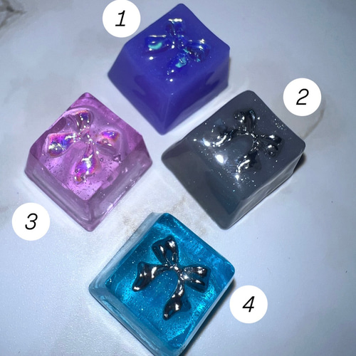 カスタムキーキャップ ちゅるんリボン カラフル レジンキーキャップ