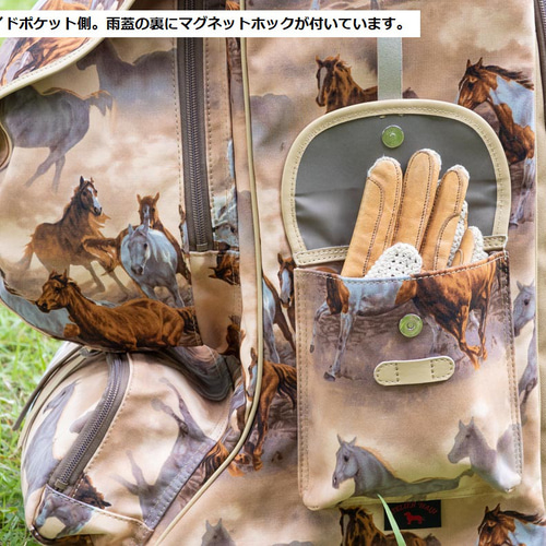 ヘルメットもプロテクターも全部収納 特大キャパの馬柄乗馬ブーツ