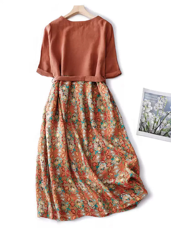 セット 夏の新作、旅行 ワンピース、レディース、 ゆったりおしゃれ シンプル 大人可愛い ゆった 2枚目の画像