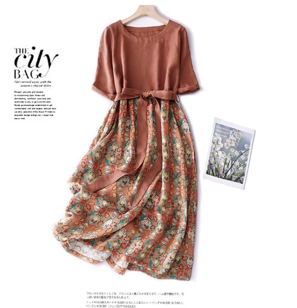 セット 夏の新作、旅行 ワンピース、レディース、 ゆったりおしゃれ シンプル 大人可愛い ゆった 1枚目の画像