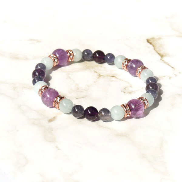 アメジスト アクアマリン アイオライト 大人女性の上品ブレスレット br-086