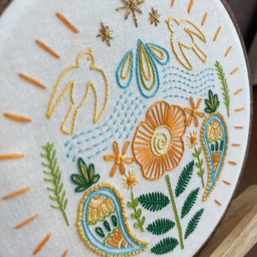 絵 刺繍 らくがき刺繍 刺繍フレーム 花まる ウォールステッカー