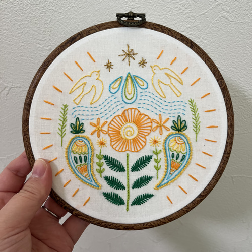らくがき刺繍 刺繍フレーム 花まる ウォールステッカー