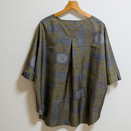 着物リメイク オーバーブラウス 大島紬 フリーサイズ ブラウス さら  