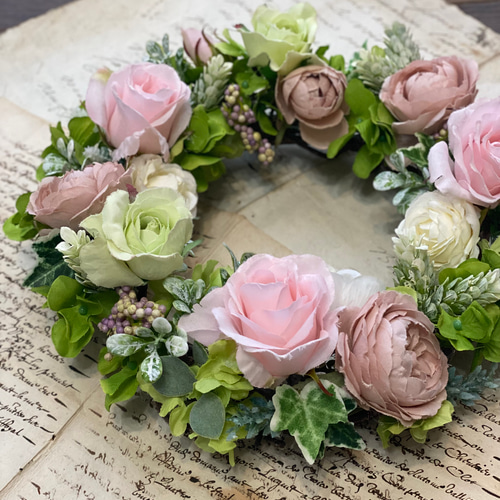 プリザーブドフラワーリース♡ニュアンスグリーン